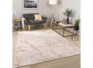 4061981310195 - Teppich Wohnzimmer Schlafzimmer Kurzflor Abstrakt Mamor Optik Modern Waschbar 160x220 cm Beige - Paco Home