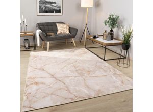 4061981310201 - Teppich Wohnzimmer Schlafzimmer Kurzflor Abstrakt Mamor Optik Modern Waschbar Beige 200x280 cm - Paco Home