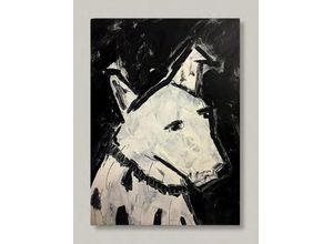 4062026309082 - WIEDEMANN Aludibondbild DOG BLACK WHITE (BH 50x65 cm) BH 50x65 cm schwarz Alubild Metallbild