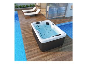 4062048001346 - TroniTechnik® Outdoor Whirlpool LEVANZO 22kW Pumpe 3kW Heizung - 190 x 135 x 77cm - Inkl Heizung 41 Massagedüsen inkl Treppe