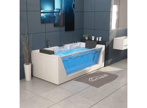 4062048004064 - TroniTechnik® Whirlpool Badewanne MYKONOS 180cm x 88cm mit Heizung Wasserfall Hydromassage und Farblichtherapie Sanitäracryl