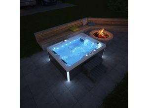 4062048009427 - Tronitechnik® Outdoor Whirlpool Spa ELBA weiß 210cm x 150cm mit Heizung Hydromassage Bluetooth und Farblichtherapie