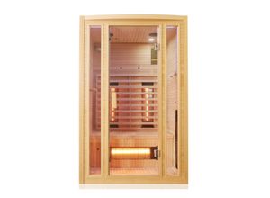 4062048010010 - Tronitechnik® Infrarotkabine Infrarotsauna MANILA 120cm x 100cm inkl 5 Vollspektrumstrahler 2 Personen LED Hemlock