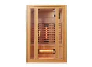 4062048010027 - Tronitechnik® Infrarotkabine Infrarotsauna MANILA 130cm x 100cm inkl 6 Vollspektrumstrahler 2 Personen LED Hemlockholz