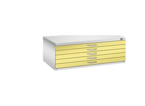 4062084478386 - CP 7100 Planschrank lichtgrau schwefelgelb 5 Schubladen 1100 x 765 x 420 cm