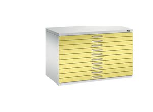 4062084478591 - CP 7100 Planschrank lichtgrau schwefelgelb 10 Schubladen 1100 x 765 x 760 cm