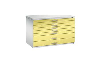 4062084478706 - CP 7100 Planschrank lichtgrau schwefelgelb 8 Schubladen 1100 x 765 x 760 cm