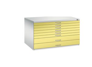 4062084479239 - CP 7200 Planschrank lichtgrau schwefelgelb 8 Schubladen 1350 x 960 x 760 cm