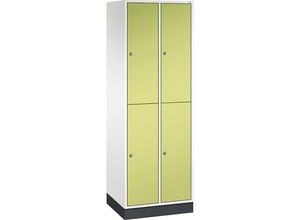 4062084612612 - Doppelstock-Spind Intro 2 Abteile reinweiß   viridingrün BxT 620 x 500 mm C+P