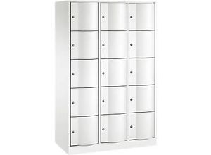 4062084747154 - C+P Schließfachschrank Resisto H1950xB1148xT540 Korpus Verkehrsweiß Türen Verkehrsweiß 3 Abteile 15 Fächer