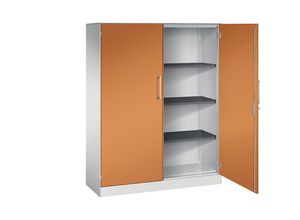 4062084797654 - Flügeltürenschrank ASISTO Höhe 1617 mm Breite 1200 mm 3 Fachböden lichtgrau gelborange