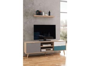 4062088148186 - Newfurn - tv Lowboard Sonoma Eiche tv Schrank Modern - 150x52x40 cm (BxHxT) - Fernsehtisch tv Board Skandinavisches Design - [Jonafive] Wohnzimmer