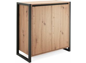 4062088179265 - Newfurn - Kommode Anthrazit Wildeiche Sideboard Vintage Industrial - 80x88x40 cm (BxHxT) - Highboard Anrichte - [Vincentone] Wohnzimmer Schlafzimmer