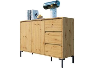 4062088180971 - Newfurn - Kommode Wildeiche Artisan Eiche Sideboard Modern Vintage - 120x87x40 cm (BxHxT) - Highboard Anrichte - [Savagetwo] Wohnzimmer Schlafzimmer