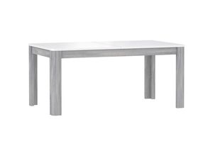 4062088226495 - Esstisch Nordisch Eiche grau und Weiß Hochglanz Nordisch Eiche grau und Weiß Hochglanz Ausziehbar Skandi Modern - 160x727x90 cm (BxHxT) - Tisch