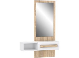 4062088226570 - Newfurn Garderobe Sonoma Eiche und Weiß Hochglanz Sonoma Eiche und Weiß Hochglanz Garderoben Set Skandi Modern - 898x178x258 cm (BxHxT) - Flurmöbel