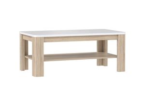 4062088226587 - Newfurn - Couchtisch Sonoma Eiche und Weiß Hochglanz Sonoma Eiche und Weiß Hochglanz Wohnzimmertisch Skandi Modern - 110x45x60 cm (BxHxT) - Sofatisch