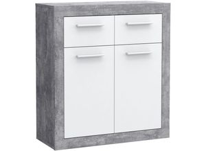 4062088226686 - Newfurn - Kommode Betonoptik Lichtgrau Betonoptik Lichtgrau Sideboard Modern - 83x918x338 cm (BxHxT) - Highboard Anrichte - [Hisakotwo] Wohnzimmer