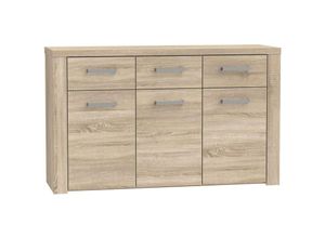 4062088226907 - Newfurn - Sideboard Sonoma Eiche Sonoma Eiche Kommode Modern - 136x83x413 cm (BxHxT) - Highboard Anrichte Tisch - [Cosimatwo] Wohnzimmer Wohnstube