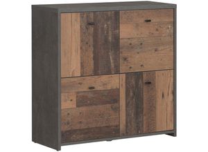 4062088227133 - Newfurn Kommode Betonoptik Betonoptik Sideboard Modern Industrial - 771x773x296 cm (BxHxT) - Highboard Anrichte - [Arconatwo] Wohnzimmer