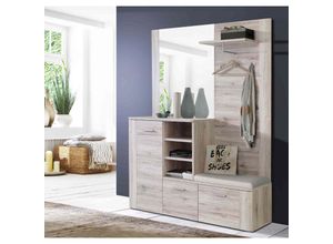 4062088227195 - Garderobe Sandeiche Sandeiche Garderoben Set Modern Industrial - 1552x200x416 cm (BxHxT) - Flurmöbel Kompaktgarderobe - [Ryliethree] Flur Diele