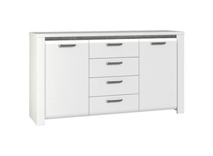 4062088227317 - Newfurn - Sideboard Weiß und Betonoptik Weiß und Betonoptik Kommode Modern - 1611x887x419 cm (BxHxT) - Highboard Anrichte - [Zantotwo] Wohnzimmer