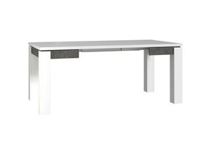 4062088227379 - Esstisch Weiß und Betonoptik Weiß und Betonoptik Ausziehbar Modern - 90x759x904 cm (BxHxT) - Tisch Eszimmertisch Küchentisch - [Zantoeight]