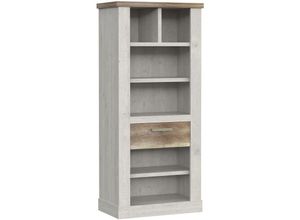 4062088228550 - Newfurn - Regal Pinie Weiß Pinie Weiß Bücherregal Modern - 714x1604x413 cm (BxHxT) - Standregal Schrank - [Binaone] Wohnzimmer Wohnstube - Pinie