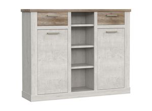 4062088228581 - Sideboard Pinie Weiß Pinie Weiß Kommode Modern - 1596x1283x413 cm (BxHxT) - Highboard Anrichte - [Binafour] Wohnzimmer Wohnstube - Pinie Weiß