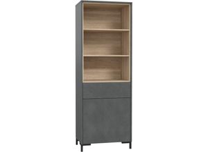 4062088229205 - Newfurn Highboard Betonoptik Matera und Sonoma Eiche Betonoptik Matera und Sonoma Eiche Kommode Modern - 632x1807x414 cm (BxHxT) - Sideboard Regal