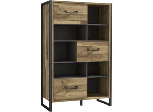 4062088229762 - Highboard Stabeiche und Betonoptik Stabeiche und Betonoptik Kommode Modern - 941x1515x415 cm (BxHxT) - Sideboard Regal Anrichte - [Carmenone]