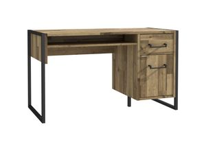 4062088229816 - Newfurn - Schreibtisch Stabeiche und Betonoptik Stabeiche und Betonoptik Bürotisch Modern - 1294x747x602 cm (BxHxT) - Computertisch Gamingtisch