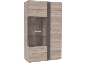 4062088230959 - Newfurn - Vitrine Nelson Eiche Nelson Eiche Vitrinenschrank Modern - 949x1585x411 cm (BxHxT) - Glasvitrine Standvitrine Glasschrank - [Kerryfour]