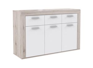 4062088231772 - Kommode Sandeiche Sandeiche Sideboard Modern - 1357x883x413 cm (BxHxT) - Barkommode Highboard - [Celiatwo] Wohnzimmer Wohnstube Büro - Sandeiche