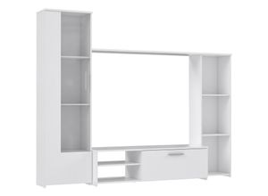 4062088231956 - Wohnwand Weiß Weiß Anbauwand Modern - 2204x1775x413 cm (BxHxT) - Schrankwand - [Lizathree] Wohnzimmer Wohnstube Büro - Weiß - Newfurn