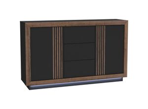 4062088233639 - Newfurn Sideboard Schlammeiche und Schwarz Schlammeiche und Schwarz Sideboard Modern - 1627x982x423 cm (BxHxT) - Highboard Anrichte - [Emerytwo]