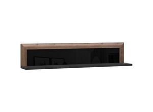 4062088233677 - Newfurn - Wandboard Schlammeiche und Schwarz Schlammeiche und Schwarz Wandregal Modern - 1329x277x22 cm (BxHxT) - Bücherregal Hängeregal Wandpaneel