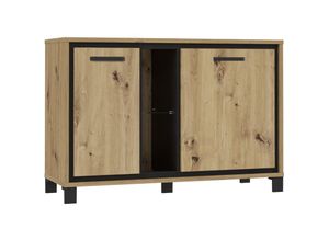 4062088234810 - Newfurn - Kommode Artisan Eiche und schwarze Eiche Artisan Eiche und schwarze Eiche Sideboard Modern - 1204x813x415 cm (BxHxT) - Barkommode