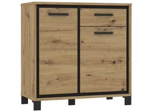 4062088234926 - Newfurn - Kommode Artisan Eiche und schwarze Eiche Artisan Eiche und schwarze Eiche Sideboard Modern - 914x912x415 cm (BxHxT) - Barkommode