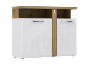 4062088235015 - Kommode Weiß und Artisan Eiche Weiß und Artisan Eiche Sideboard Modern - 1035x859x434 cm (BxHxT) - Barkommode Highboard - [Mazintwo] Wohnzimmer