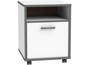 4062088235916 - Newfurn - Rollcontainer Grau Weiß Bürocontainer Modern - 498x646x522 cm (BxHxT) - Beistellcontainer Rollschrank Schubladenkommode - [Nevillefive]