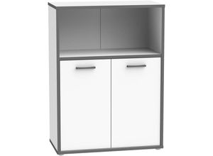 4062088235947 - Newfurn - Regal Grau Weiß Bücherregal Modern - 845x1151x415 cm (BxHxT) - Standregal Schrank - [Nevilleeight] Büro Arbeitszimmer Wohnzimmer - Weiß