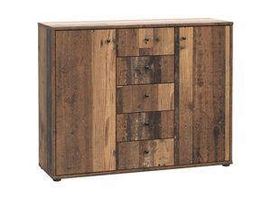 4062088236272 - Newfurn - Kommode 0 Old Wood Sideboard Modern - 1088x855x348 cm (BxHxT) - Highboard Anrichte - [Dudleyseven] Büro Arbeitszimmer Wohnzimmer - Old