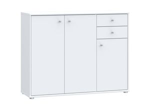 4062088236432 - Newfurn - Kommode 0 Weiß Sideboard Modern - 1088x855x348 cm (BxHxT) - Highboard Anrichte - [Filiussix] Büro Arbeitszimmer Wohnzimmer - Weiß