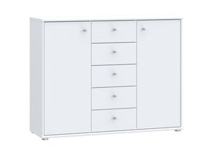 4062088236449 - Newfurn - Kommode 0 Weiß Sideboard Modern - 1088x855x348 cm (BxHxT) - Highboard Anrichte - [Filiusseven] Büro Arbeitszimmer Wohnzimmer - Weiß