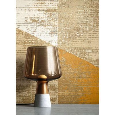 4062088239853 - Tapete Gelb Vliestapete Leicht Glänzend - Mustertapete Ethno Gold Taupe Hexagon Metallic Grafisch - Gelb - Newroom