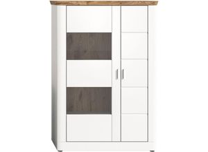 4062088249876 - Newfurn Vitrine weiß matt MDF TZ weiß NB Standvitrine Modern Elegant - 94x139x43 cm (BxHxT) - Vitrinenschrank Glasvitrine - [Michalinaseventeen]