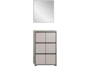 4062088301376 - Newfurn - Garderoben-Set grau nb grau nb Wandpaneele Modern Elegant - 65x196x37 cm (BxHxT) - Spiegel Garderobenkommode - [Jarlonine] Schlafzimmer