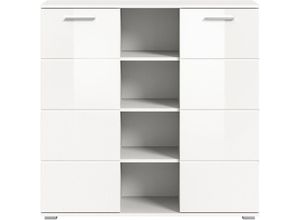 4062088301482 - Newfurn - Kommode weiß hg weiß nb Sideboard Modern Elegant - 110x107x37 cm (BxHxT) - Highboard Anrichte - [Prenixeleven] Wohnzimmer Schlafzimmer