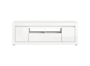 4062088301611 - Newfurn TV Lowboard Weiß Hochglanz TZ weiß Melamin TV Schrank Modern Elegant - 173x59x41 cm (BxHxT) - Fernsehtisch TV Board Rack - [Estriatwo]